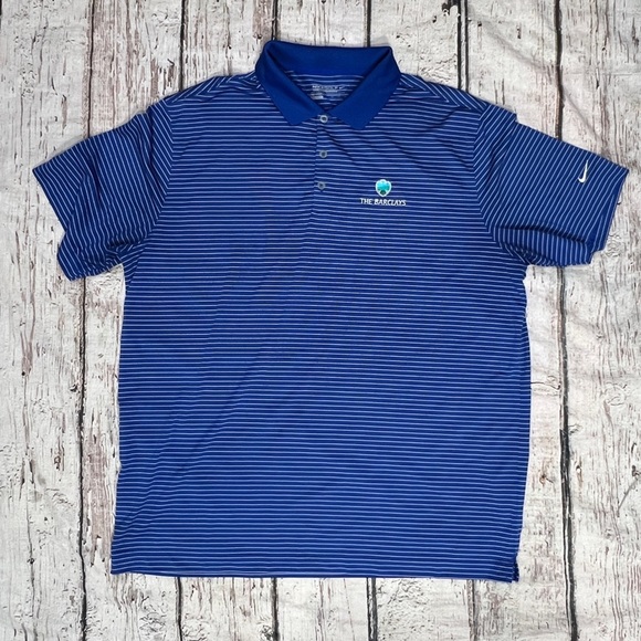 Nike Golf The Barclays Golfer Tennis Short Sleeve Mens Blue Country Club - Picture 1 of 5